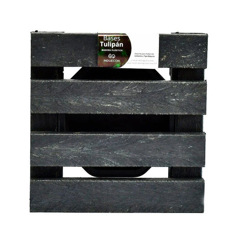 Base para Materas Exterior Tulipán Negro 23x5cm Cuadrado con Rodachines Apto Para Intemperie - BASES PARA MATERAS DE EXTERIOR | Bylmo