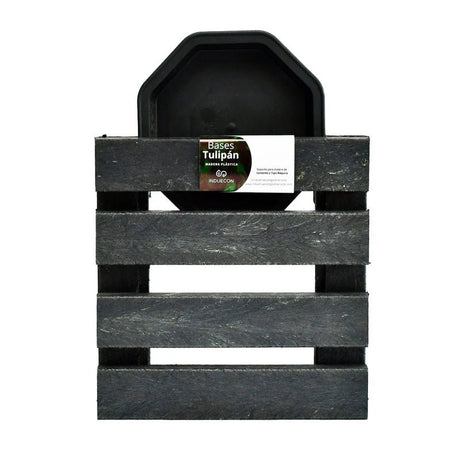 Base para Materas Exterior Tulipán Negro 23x5cm Cuadrado con Rodachines Apto Para Intemperie - BASES PARA MATERAS DE EXTERIOR | Bylmo