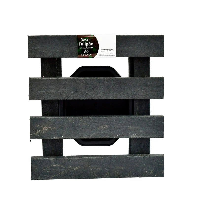 Base para Materas Exterior Tulipán Negro 28x10cm Cuadrado con Rodachines Apto Para Intemperie - BASES PARA MATERAS DE EXTERIOR | Bylmo