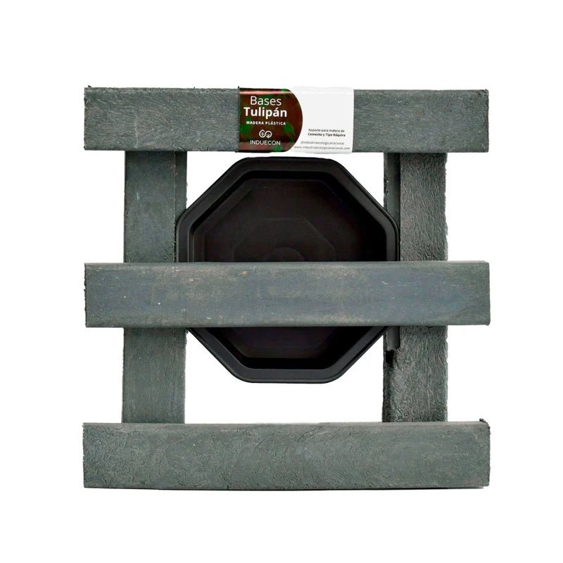 Base para Materas Livianas Exterior Tulipán Negro 23x10cm Cuadrado con Rodachines Apto Para Intemperie - BASES PARA MATERAS DE EXTERIOR | Bylmo