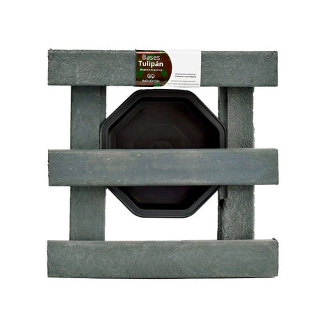 Base para Materas Livianas Exterior Tulipán Negro 23x10cm Cuadrado con Rodachines Apto Para Intemperie - BASES PARA MATERAS DE EXTERIOR | Bylmo
