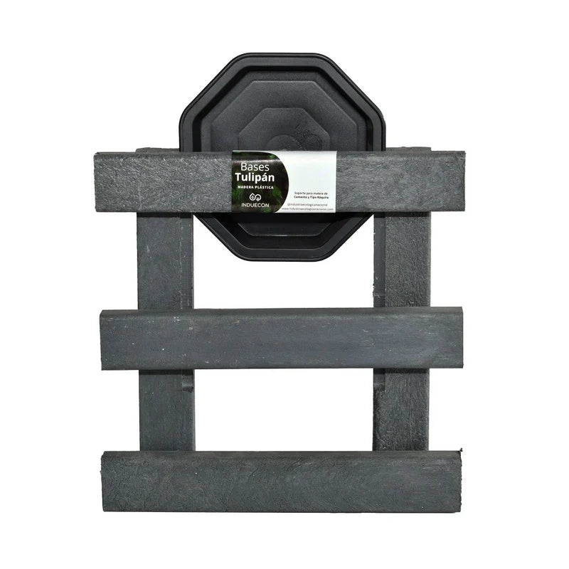 Base para Materas Livianas Exterior Tulipán Negro 28x10cm Cuadrado con Rodachines Apto Para Intemperie - BASES PARA MATERAS DE EXTERIOR | Bylmo