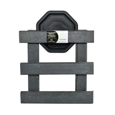 Base para Materas Livianas Exterior Tulipán Negro 28x10cm Cuadrado con Rodachines Apto Para Intemperie - BASES PARA MATERAS DE EXTERIOR | Bylmo