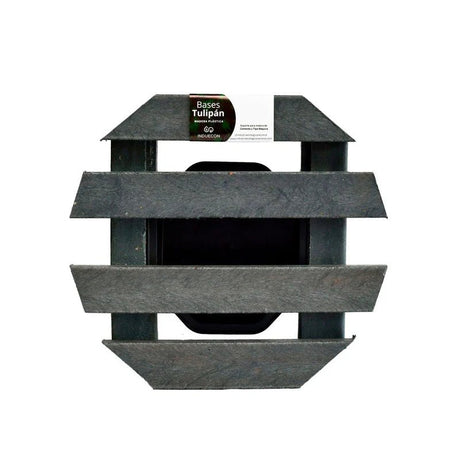 Base para Materas Exterior Tulipán Negro 30x10cm Circular con Rodachines Apto Para Intemperie - BASES PARA MATERAS DE EXTERIOR | Bylmo