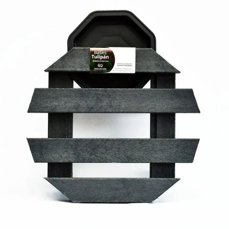 Base para Materas Exterior Tulipán Negro 35x10cm Circular con Rodachines Apto Para Intemperie - BASES PARA MATERAS DE EXTERIOR | Bylmo