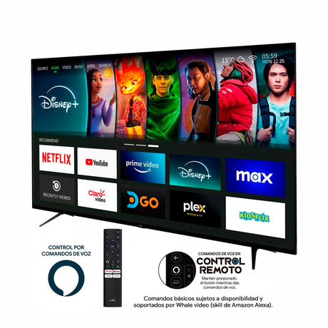 Televisor Kalley Smart TV 55" Pulgadas whaleOS Negro 135x83cm con Control Inteligente y con Bluetooth - TELEVISORES | Bylmo