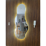 Espejo de Pared Genova Natural 70x150cm Asimetrico Sin Marco y con Iluminación - ESPEJOS DE PARED | Bylmo