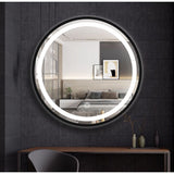 Espejo de Pared Roma Negro 80x80cm Redondo con Marco Metalico y con Iluminación - ESPEJOS DE PARED | Bylmo