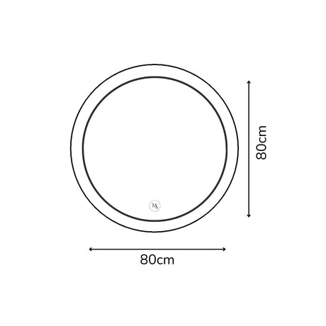 Espejo de Pared Roma Negro 80x80cm Redondo con Marco Metalico y con Iluminación - ESPEJOS DE PARED | Bylmo