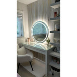 Espejo de Pared Roma Plateado 80x80cm Redondo con Marco Metalico y con Iluminación - ESPEJOS DE PARED | Bylmo