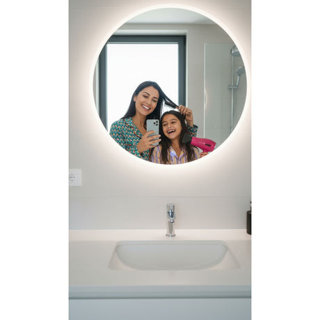 Espejo de Pared Florencia Natural 60x60cm Redondo Sin Marco y con Iluminación - ESPEJOS DE PARED | Bylmo