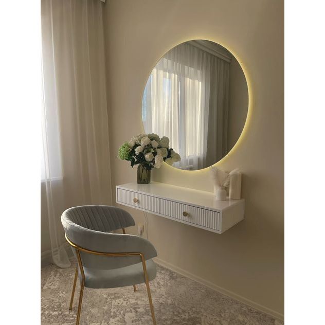 Espejo de Pared Florencia Natural 80x80cm Redondo Sin Marco y con Iluminación - ESPEJOS DE PARED | Bylmo