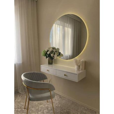 Espejo de Pared Florencia Natural 80x80cm Redondo Sin Marco y con Iluminación - ESPEJOS DE PARED | Bylmo