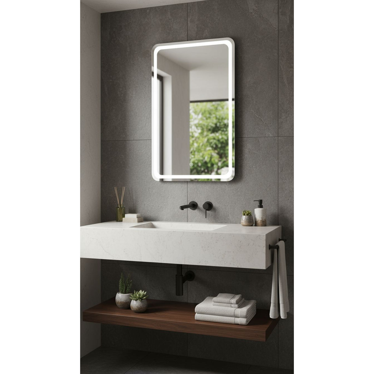 Espejo de Pared Napoles Natural 60x100cm Rectangular Sin Marco y con Iluminación - ESPEJOS DE PARED | Bylmo