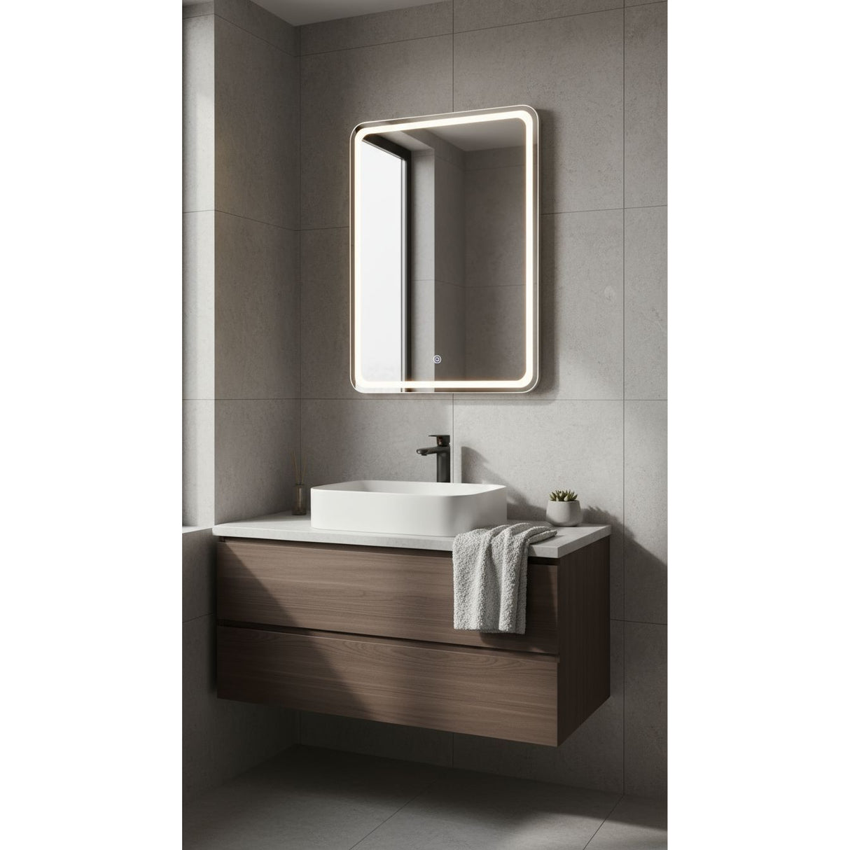 Espejo de Pared Napoles Natural 60x80cm Rectangular Sin Marco y con Iluminación - ESPEJOS DE PARED | Bylmo