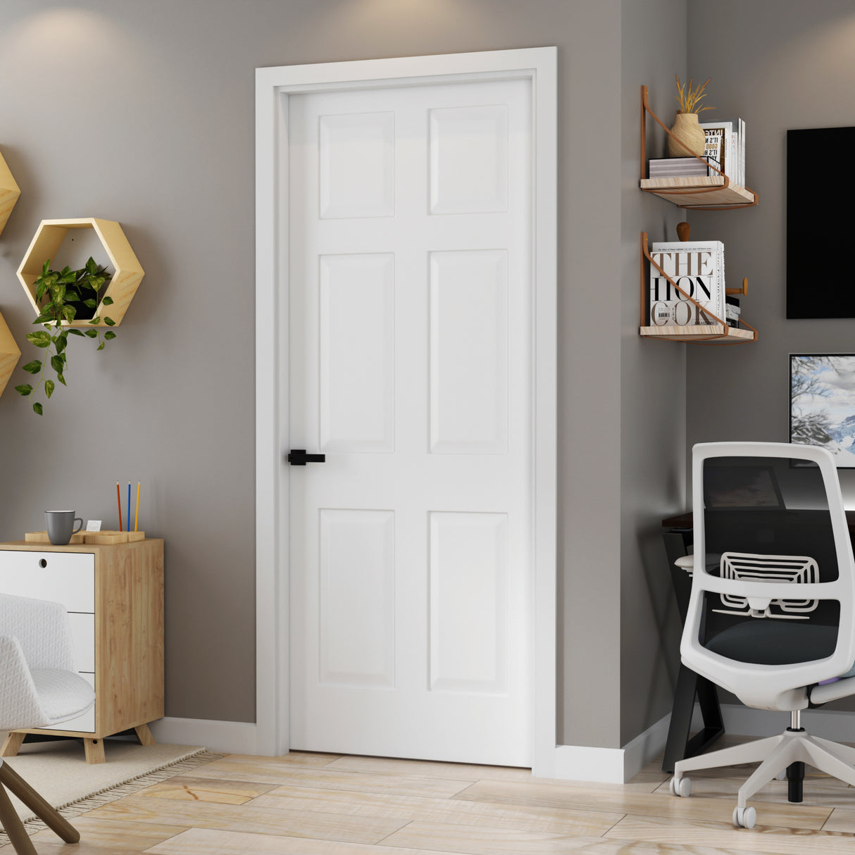 Puerta Sinfonia Blanco Almendra 65x200cm Prepintado sin Marco y sin Chapa - PUERTAS | Bylmo