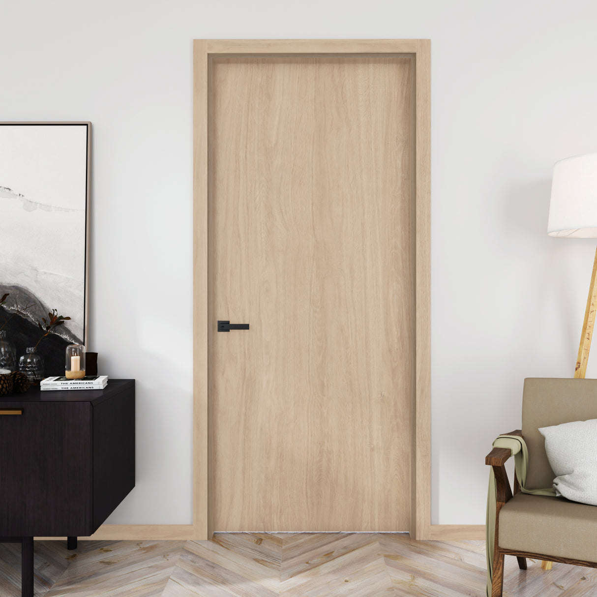 Puerta Nacar 80x225cm Melaminado sin Marco y sin Chapa - PUERTAS | Bylmo