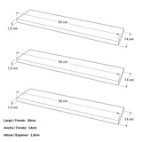 Set de 3 Repisas Blanco 14x50cm Rectangulares Flotantes - REPISAS | Bylmo