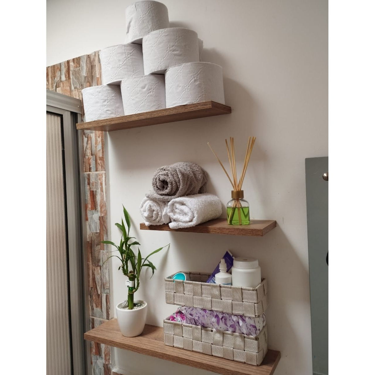 Set de 3 Repisas Amaretto 14x50cm Minimalistas Rectangulares y Flotantes - REPISAS | Bylmo