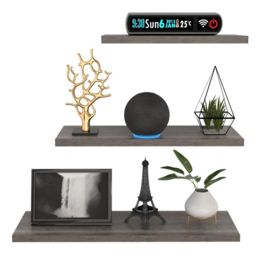 Set de 3 Repisas Humo 14x50cm Minimalistas Rectangulares y Flotantes - REPISAS | Bylmo