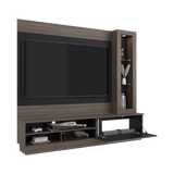 Centro de Entretenimiento Yakarta Milan y Roble Natural 200x180cm para TV Hasta 65" Pulgadas y con Siete Compartimientos - MUEBLES DE TV | Bylmo