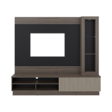 Centro de Entretenimiento Yakarta Milan y Roble Natural 200x180cm para TV Hasta 65" Pulgadas y con Siete Compartimientos - MUEBLES DE TV | Bylmo