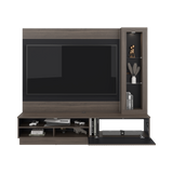 Centro de Entretenimiento Yakarta Milan y Roble Natural 200x180cm para TV Hasta 65" Pulgadas y con Siete Compartimientos - MUEBLES DE TV | Bylmo