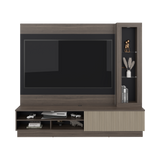 Centro de Entretenimiento Yakarta Milan y Roble Natural 200x180cm para TV Hasta 65" Pulgadas y con Siete Compartimientos - MUEBLES DE TV | Bylmo