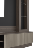 Centro de Entretenimiento Yakarta Milan y Roble Natural 200x180cm para TV Hasta 65" Pulgadas y con Siete Compartimientos - MUEBLES DE TV | Bylmo