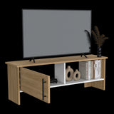 Mesa para TV Navia Fresno Europeo y Blanco 120.3x42.1cm para TV Hasta 50" Pulgadas y con Dos Compartimientos - MUEBLES DE TV | Bylmo