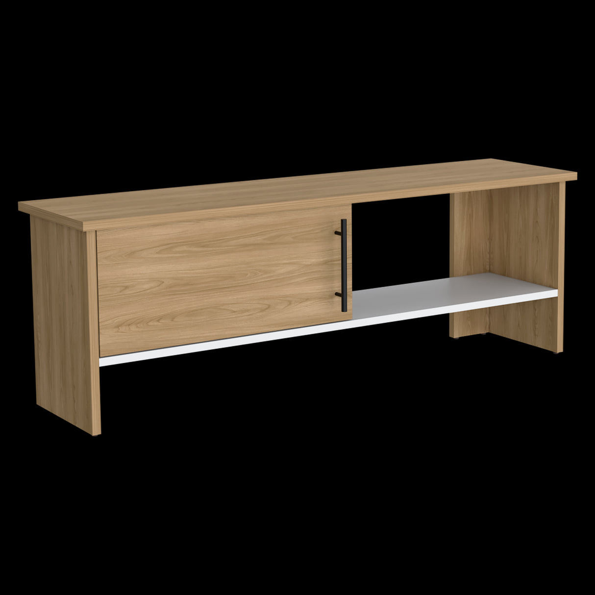 Mesa para TV Navia Fresno Europeo y Blanco 120.3x42.1cm para TV Hasta 50" Pulgadas y con Dos Compartimientos - MUEBLES DE TV | Bylmo