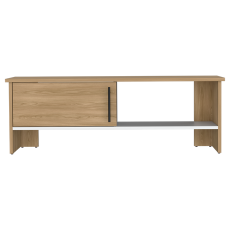 Mesa para TV Navia Fresno Europeo y Blanco 120.3x42.1cm para TV Hasta 50" Pulgadas y con Dos Compartimientos - MUEBLES DE TV | Bylmo