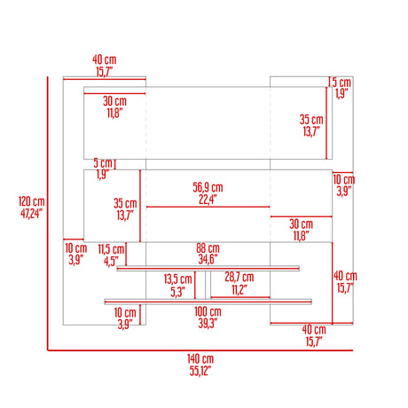 Panel de TV Elton Wengue 140x120cm para TV Hasta 60" Pulgadas y con Dos Compartimientos - MUEBLES DE TV | Bylmo