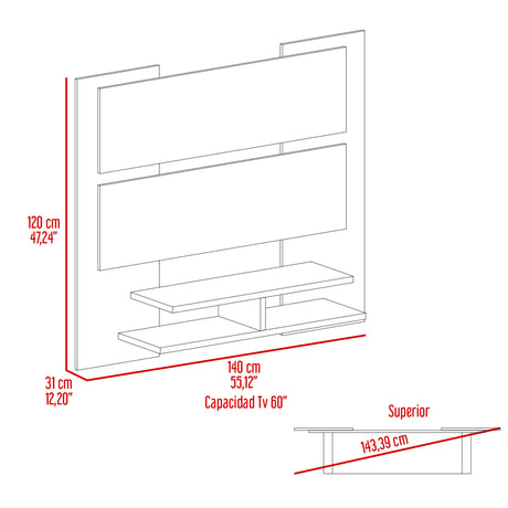Panel de TV Elton Wengue 140x120cm para TV Hasta 60" Pulgadas y con Dos Compartimientos - MUEBLES DE TV | Bylmo