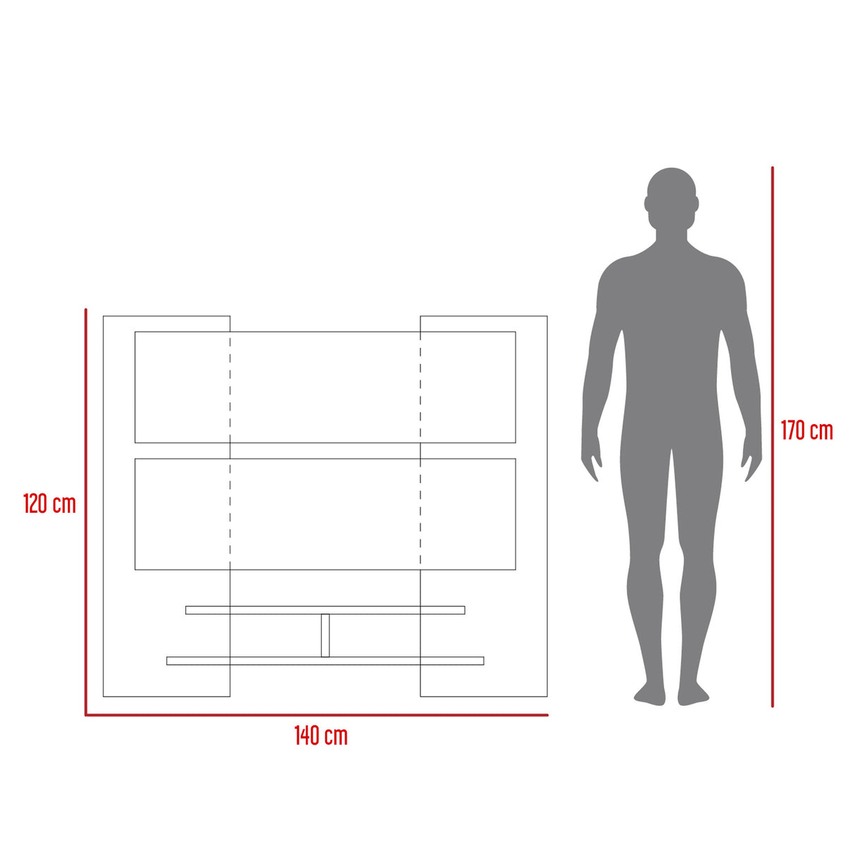 Panel de TV Elton Wengue 140x120cm para TV Hasta 60" Pulgadas y con Dos Compartimientos - MUEBLES DE TV | Bylmo