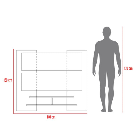 Panel de TV Elton Wengue 140x120cm para TV Hasta 60" Pulgadas y con Dos Compartimientos - MUEBLES DE TV | Bylmo