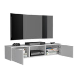 Repisa para TV Glen Blanco 125x26.5cm para TV Hasta 55" Pulgadas y con Cuatro Compartimientos - MUEBLES DE TV | Bylmo