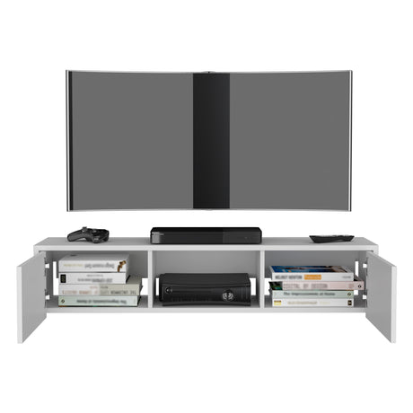 Repisa para TV Glen Blanco 125x26.5cm para TV Hasta 55" Pulgadas y con Cuatro Compartimientos - MUEBLES DE TV | Bylmo