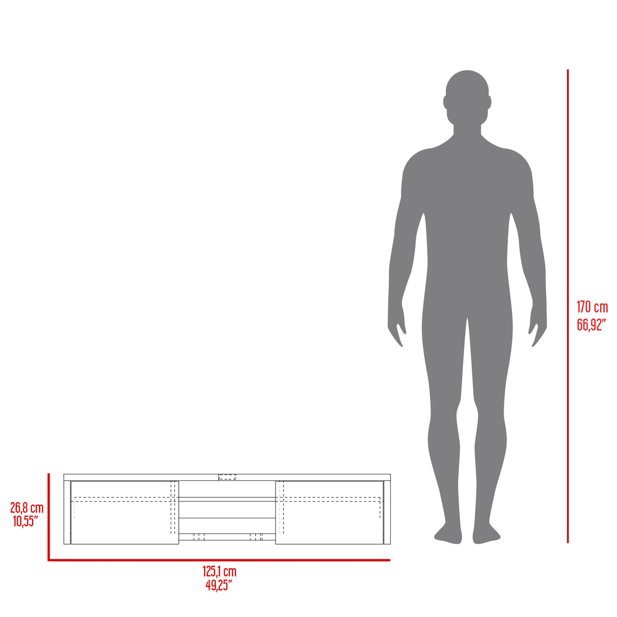Repisa para TV Glen Blanco 125x26.5cm para TV Hasta 55" Pulgadas y con Cuatro Compartimientos - MUEBLES DE TV | Bylmo