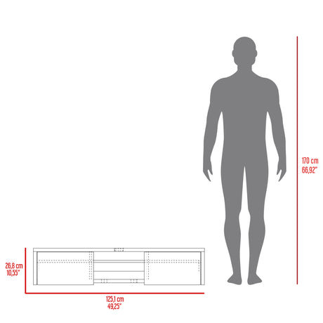 Repisa para TV Glen Blanco 125x26.5cm para TV Hasta 55" Pulgadas y con Cuatro Compartimientos - MUEBLES DE TV | Bylmo