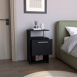 Mesa de Noche Jena Wengue 40x70cm con Un Cajón y con Tres Compartimientos - MESAS DE NOCHE | Bylmo