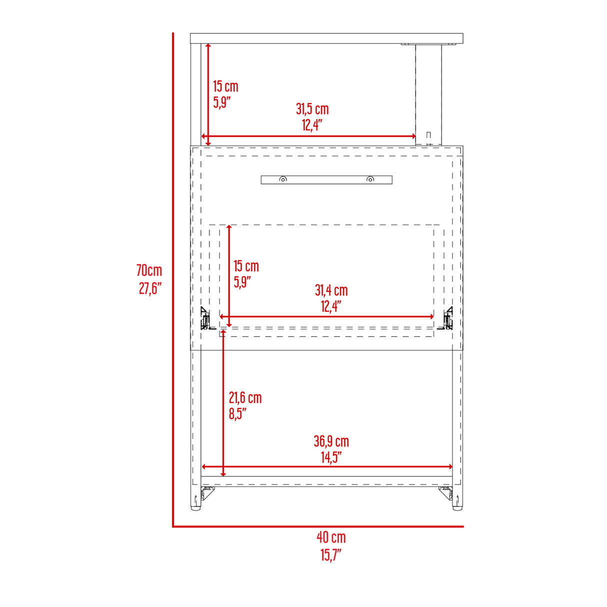 Mesa de Noche Jena Wengue 40x70cm con Un Cajón y con Tres Compartimientos - MESAS DE NOCHE | Bylmo