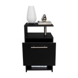 Mesa de Noche Jena Wengue 40x70cm con Un Cajón y con Tres Compartimientos - MESAS DE NOCHE | Bylmo