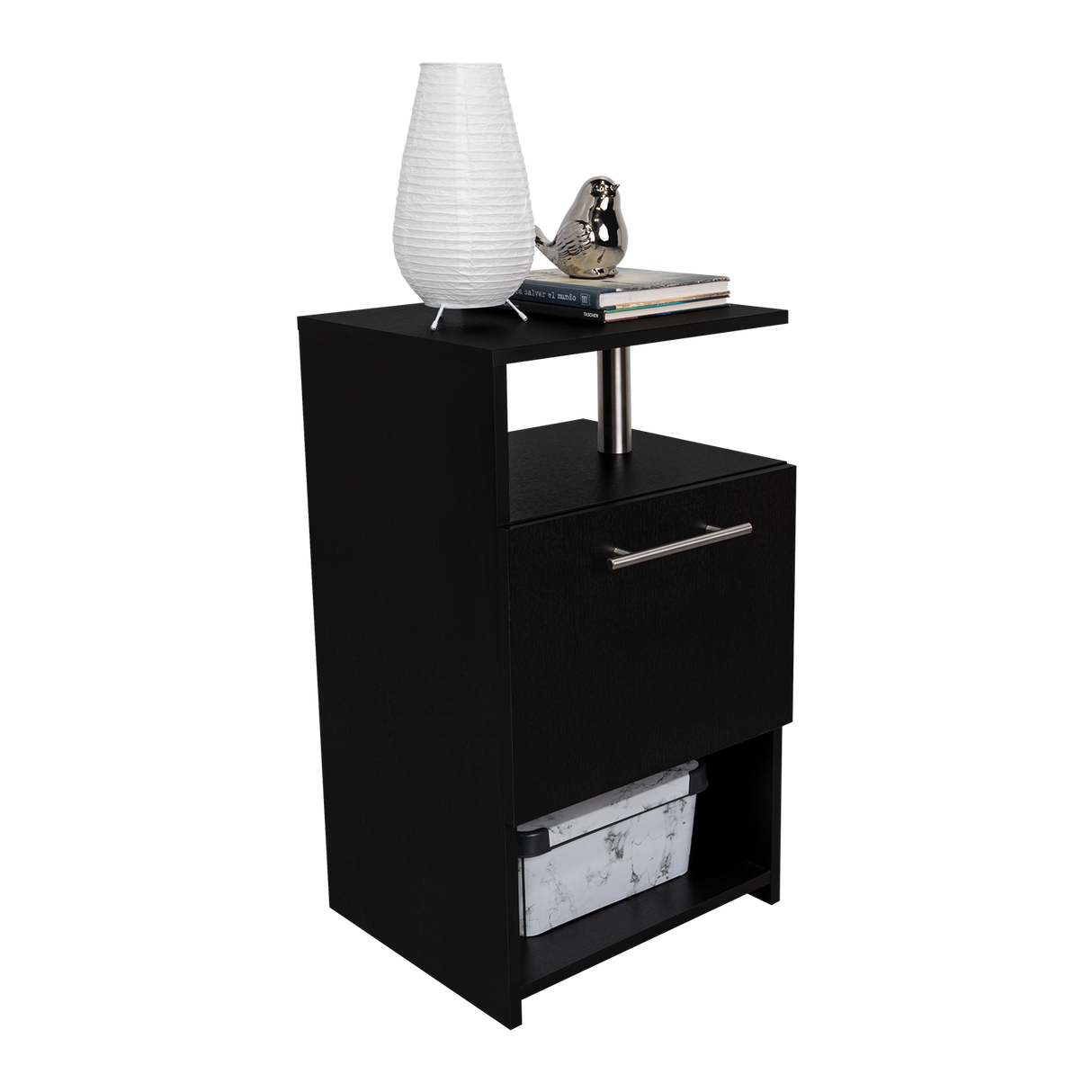 Mesa de Noche Jena Wengue 40x70cm con Un Cajón y con Tres Compartimientos - MESAS DE NOCHE | Bylmo