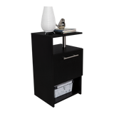 Mesa de Noche Jena Wengue 40x70cm con Un Cajón y con Tres Compartimientos - MESAS DE NOCHE | Bylmo