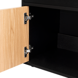 Mesa de Noche Grayson Wengue y Fresno 50x55cm con Un Cajón y con Dos Compartimientos - MESAS DE NOCHE | Bylmo