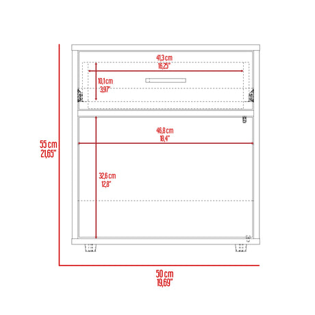 Mesa de Noche Grayson Wengue y Fresno 50x55cm con Un Cajón y con Dos Compartimientos - MESAS DE NOCHE | Bylmo