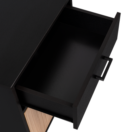 Mesa de Noche Grayson Wengue y Fresno 50x55cm con Un Cajón y con Dos Compartimientos - MESAS DE NOCHE | Bylmo