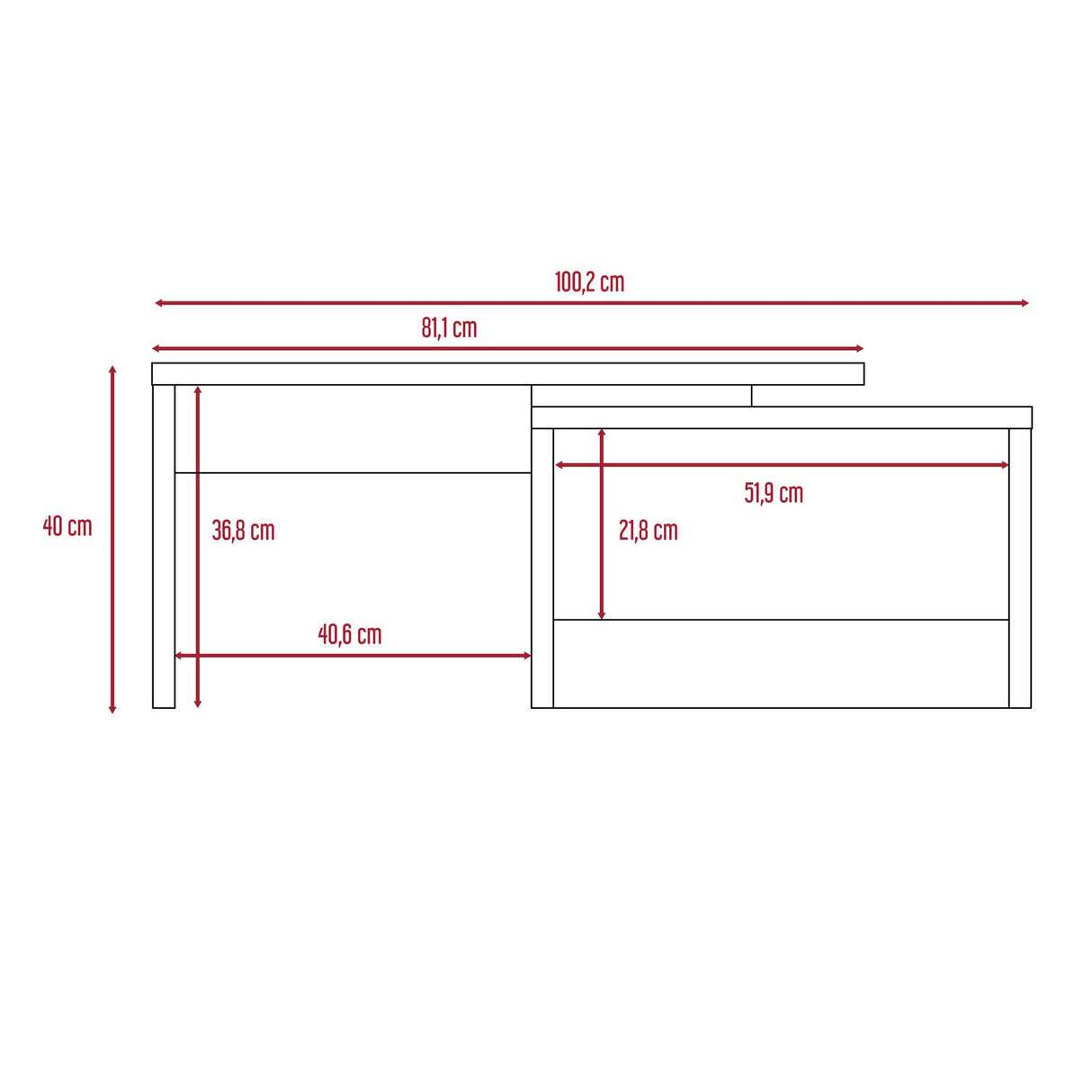 Mesa de Centro Kaia Wengue 100.2x40cm Rectangular con Compartimiento - MESAS DE CENTRO | Bylmo