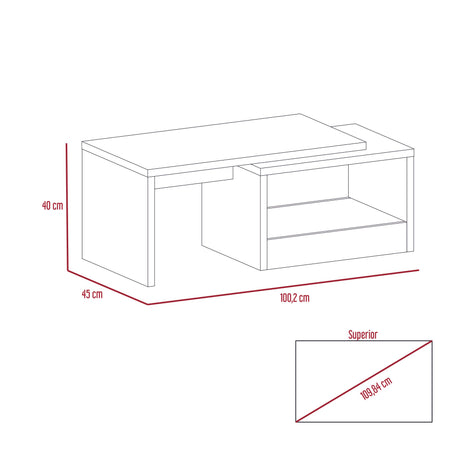 Mesa de Centro Kaia Wengue 100.2x40cm Rectangular con Compartimiento - MESAS DE CENTRO | Bylmo